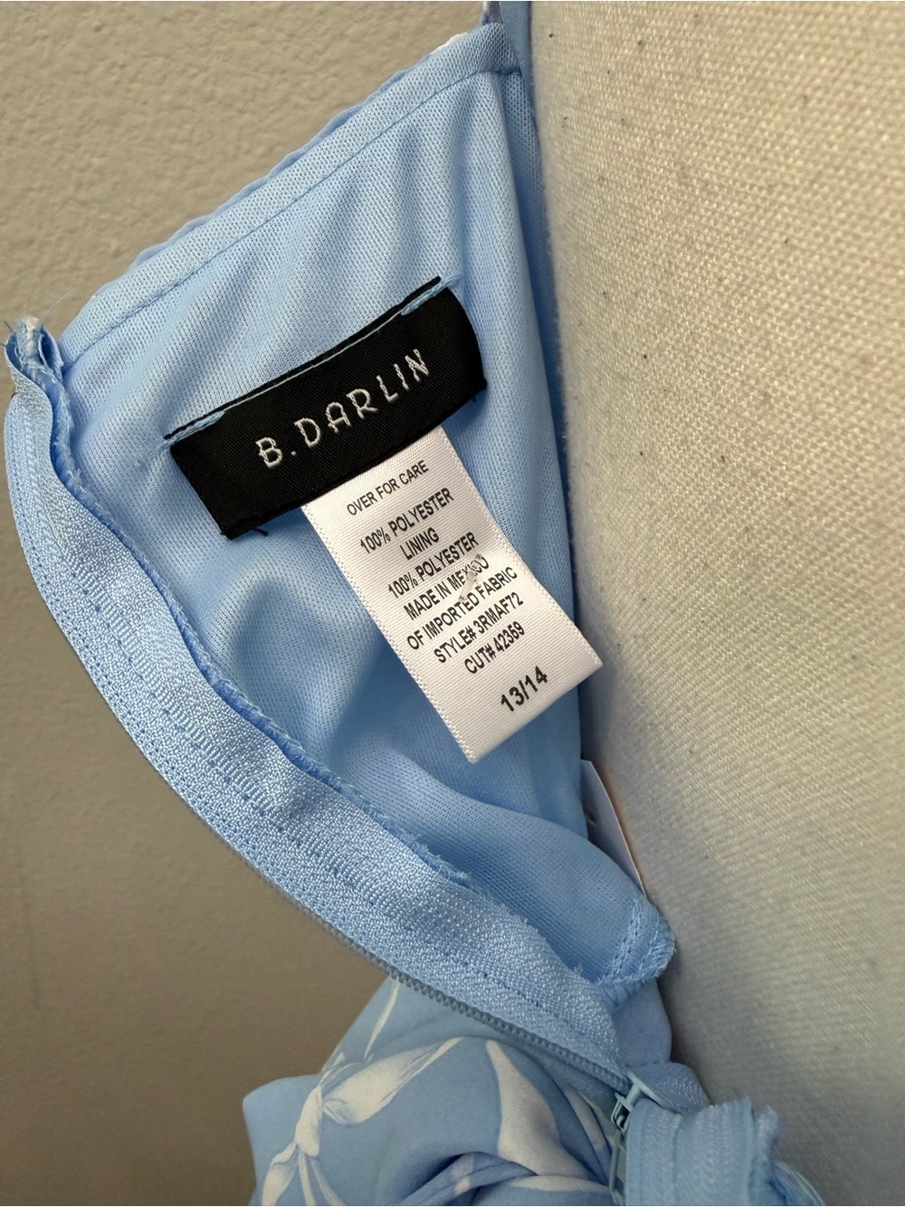 B Darlin NwT Light Blue Ribbon Print Slip Dress - Picture 4 of 4
